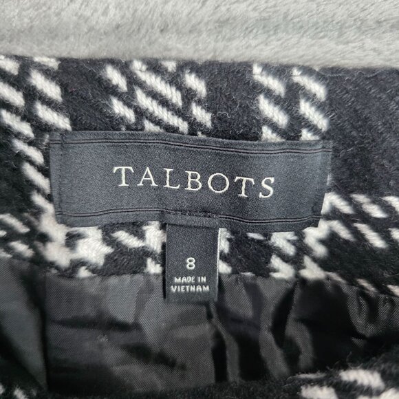 Womens Talbots Black & White Plaid Wool Blend Lined Pencil Mini Skirt Size 8 - Picture 2 of 8